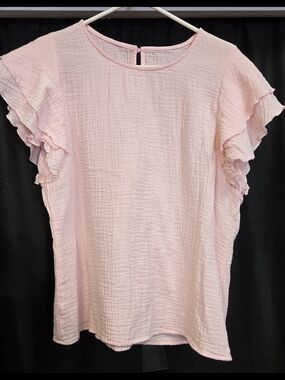 Pink Gauze Ruffle Sleeve Women’s Top